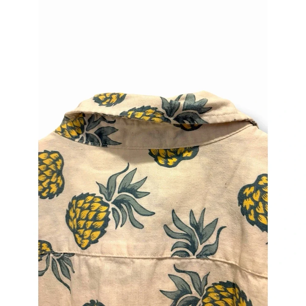 H&M LOGG Pineapple Shirt Mens Large Tropical Button Up Cotton Short Sleeve Summe - Picture 6 of 16